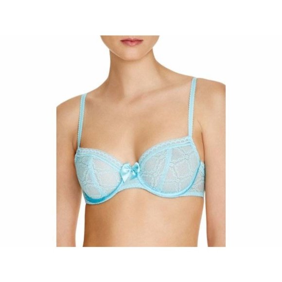 Passionata Other - PASSIONATA BY CHANTELLE Let's Play Balconette Sheer Underwire Bra #5215 Blue 32B